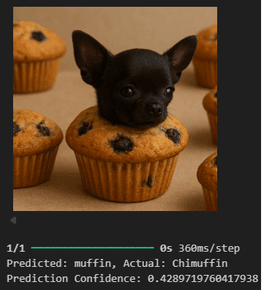 AI-generated "chimuffin", a hybrid of a chihuahua and a blueberry muffin used to stress-test the classifier